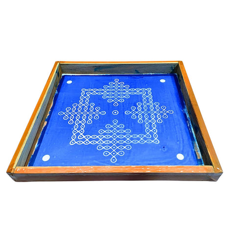 Divine Artz | Kambi Kolam Rangoli Stencil Wooden(Design 4), Rangoli Sacha Wooden, 1 Piece (10x10 Inches)