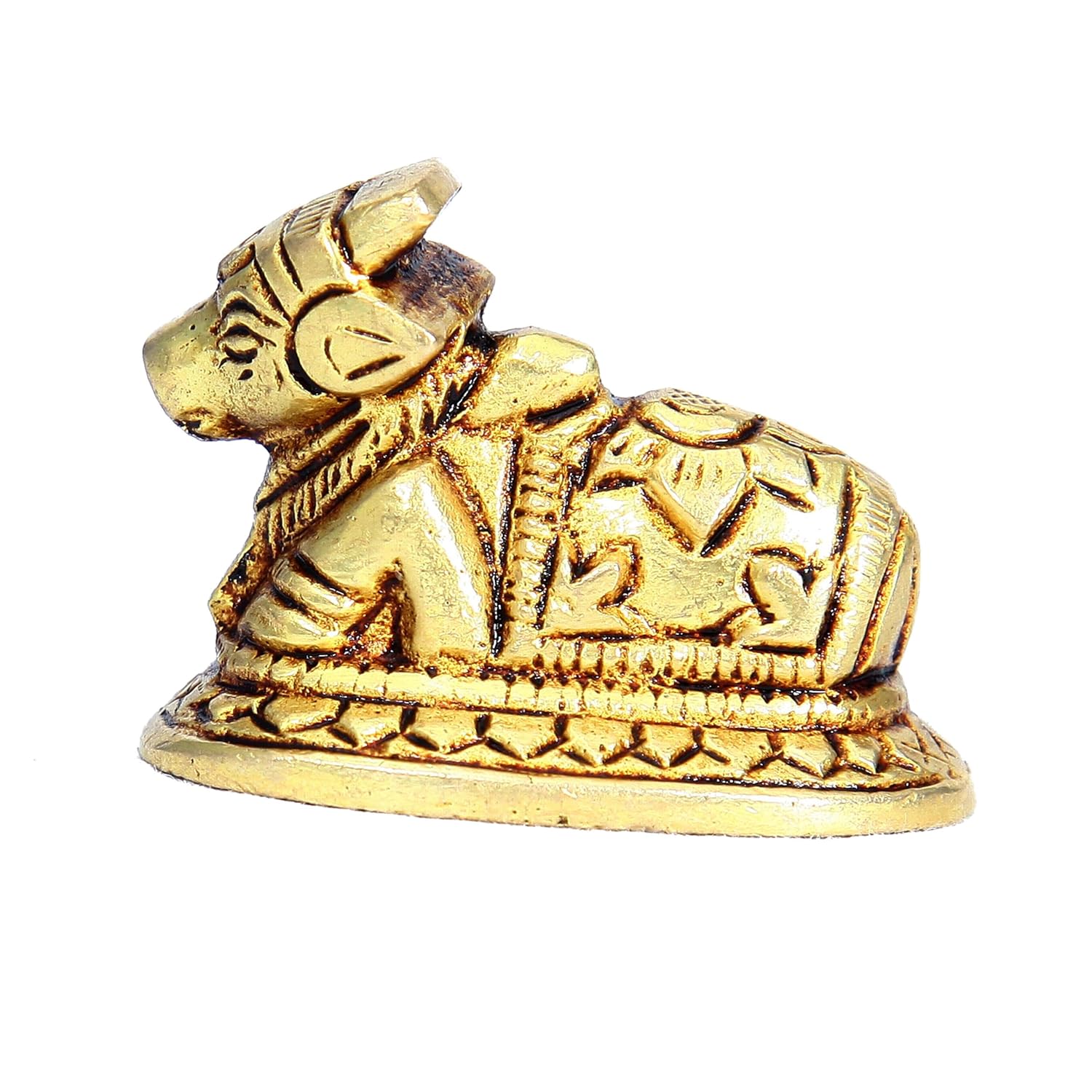 Divine Artz | Chotta Nandi Idol Brass | Chotta Nandi Statue for Puja Brass, Gold Colour - (1 Piece)