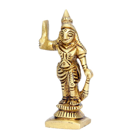 Divine Artz | Madurai Veeran Idol Small | Small Madurai Veeran Statue | Small Madurai Veeran Silai Brass, Height 7 CM, Gold Colour, 1 Piece