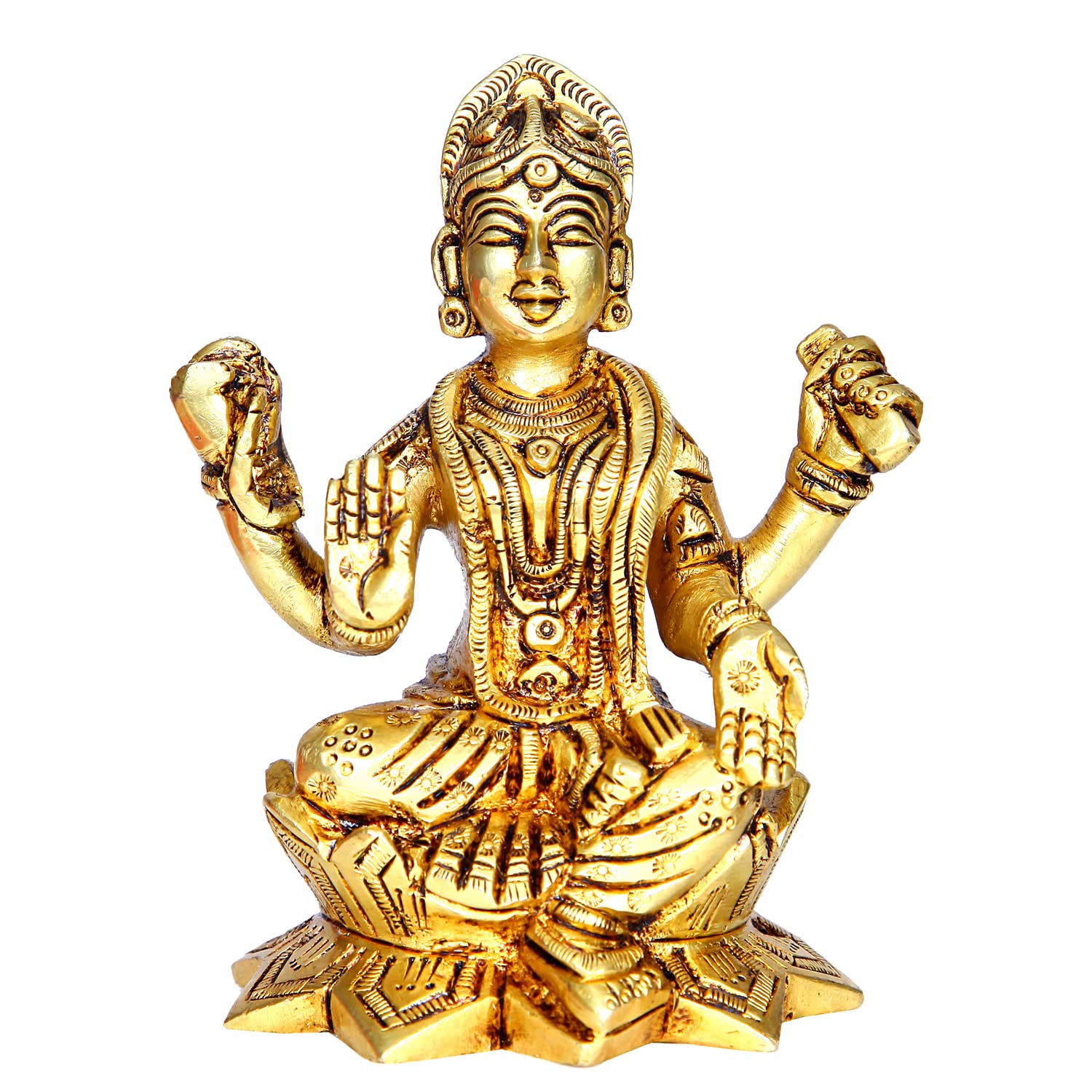 Divine Artz | Balambika Idol Brass | Premium Finish Balambigai Statue | Bala Tripura Sundari Idol, 10cm Height, Gold Colour - (1 Piece)