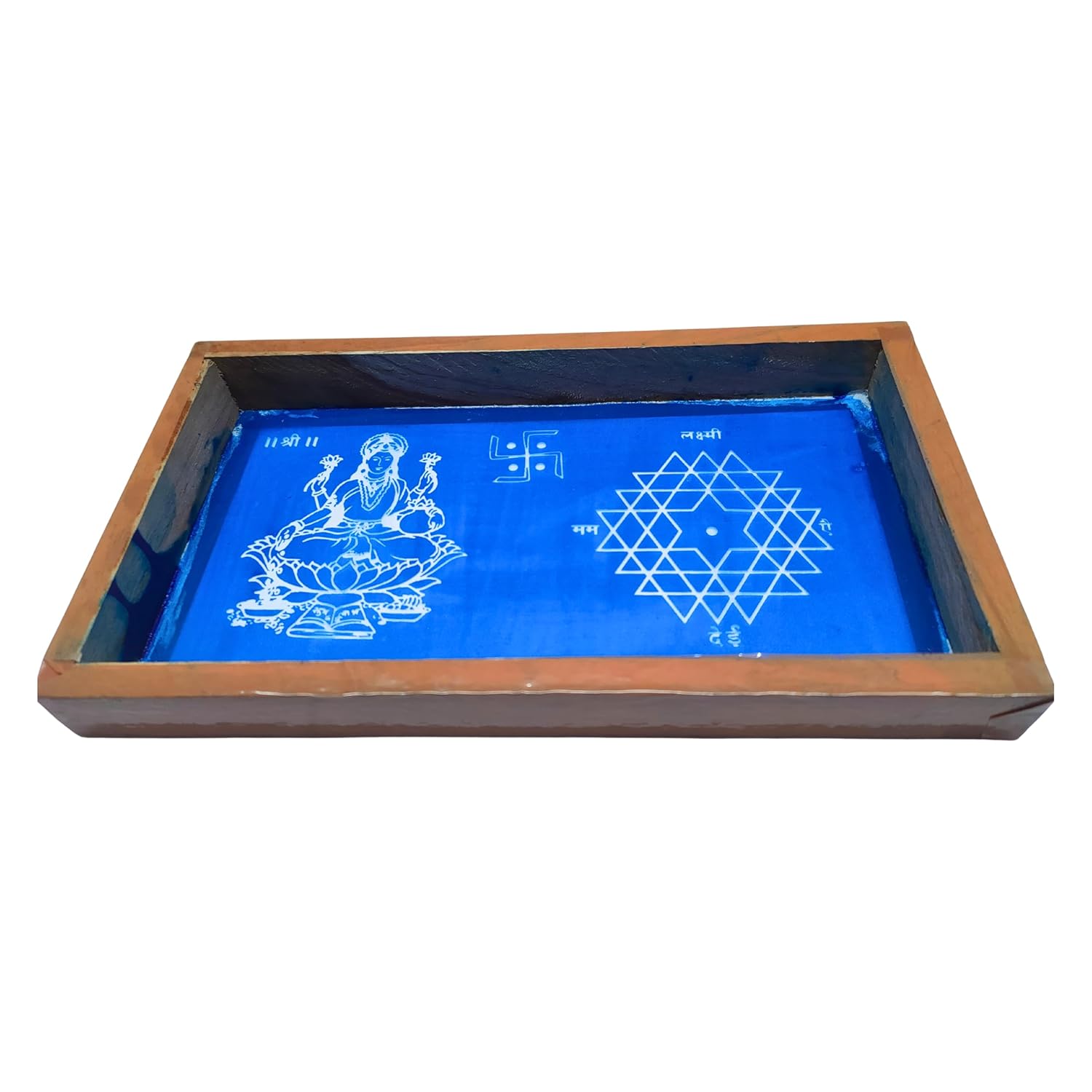 Divine Artz | Aishwarya Kolam with Lakshmi Rangoli Stencil Wooden, Rangoli Sacha Wooden, 1 Piece (9x5 Inches)