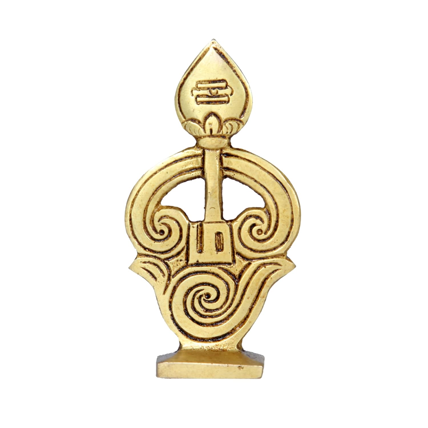 Divine Artz | Brass Om Vel with Stand, Height 8.5 CM, Gold Colour, 1 Piece