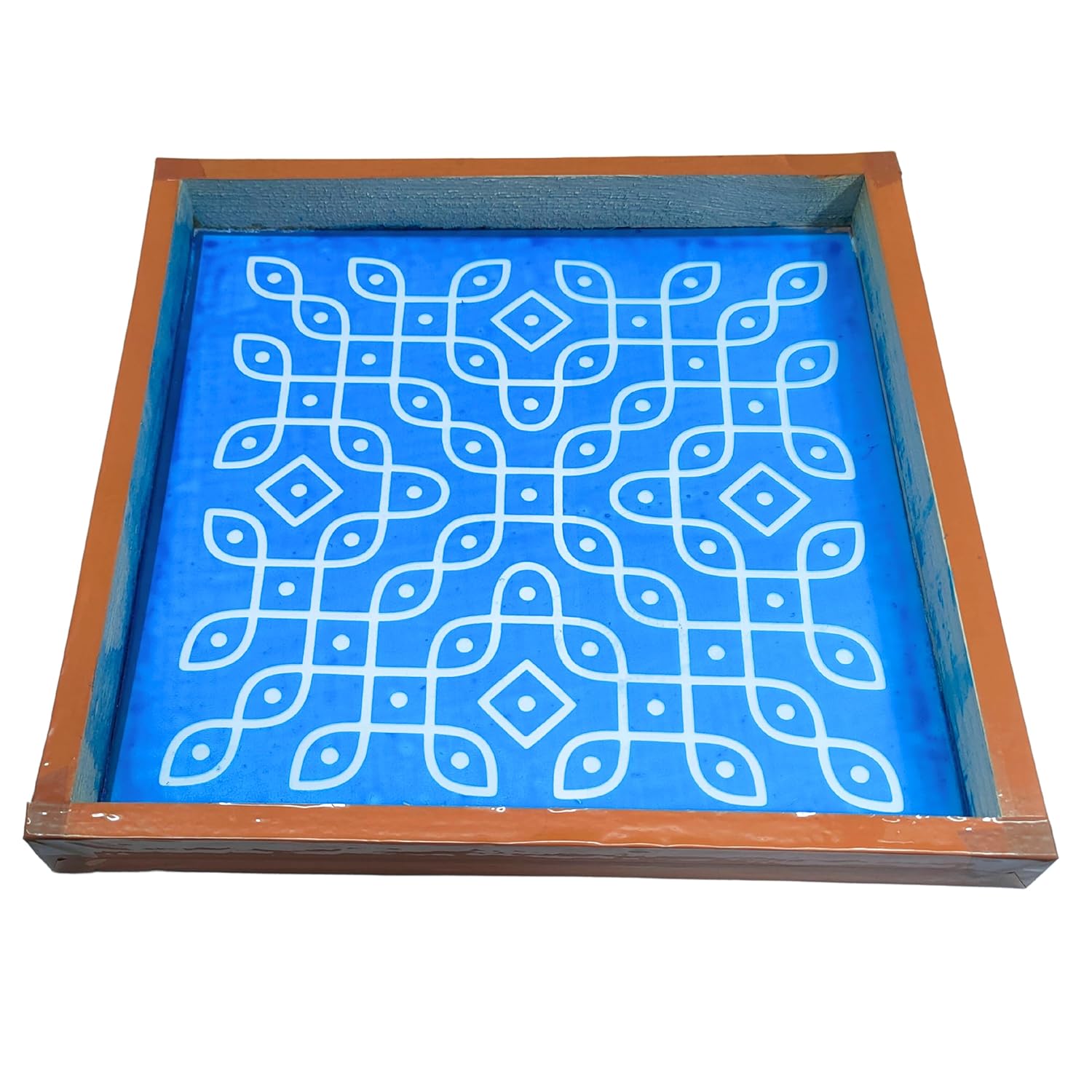 Divine Artz | Kambi Kolam Rangoli Stencil Wooden(Design 2), Rangoli Sacha Wooden, 1 Piece (10x10 Inches)