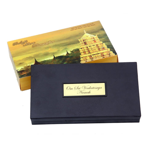 Divine Artz | Tirupati Balaji Pocket Temple | Balaji Pocket Temple Box with Charan Paduka Rectangle Shaped, Gold Plated, 1 Piece