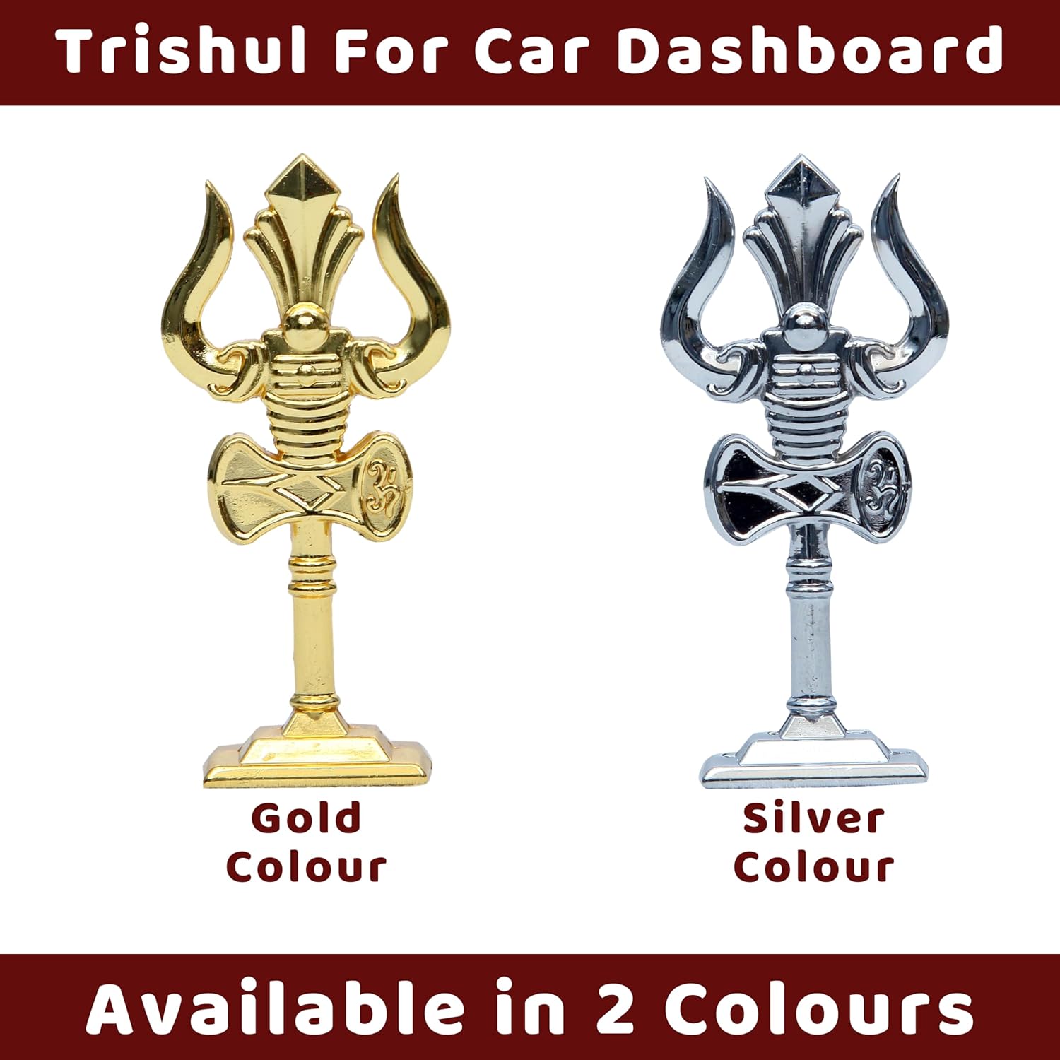 Divine Artz | Trishul for Car Dashboard | Soolam for Car Dashboard, Metal, 1 Piece (Gold Colour)