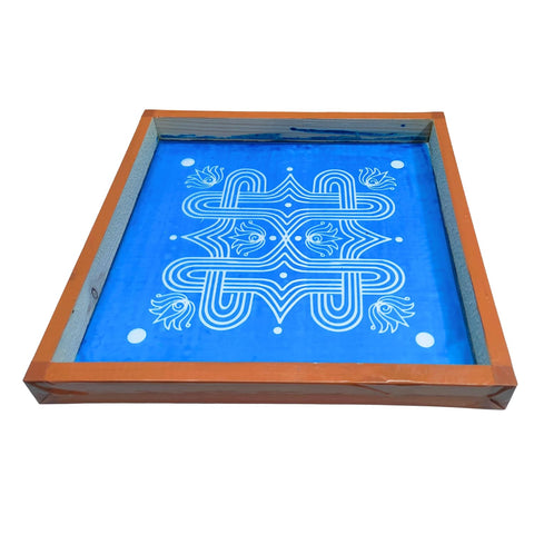 Divine Artz | Padi Kolam Rangoli Stencil Wooden(Design 4), Rangoli Sacha Wooden, 1 Piece (10x10 Inches)