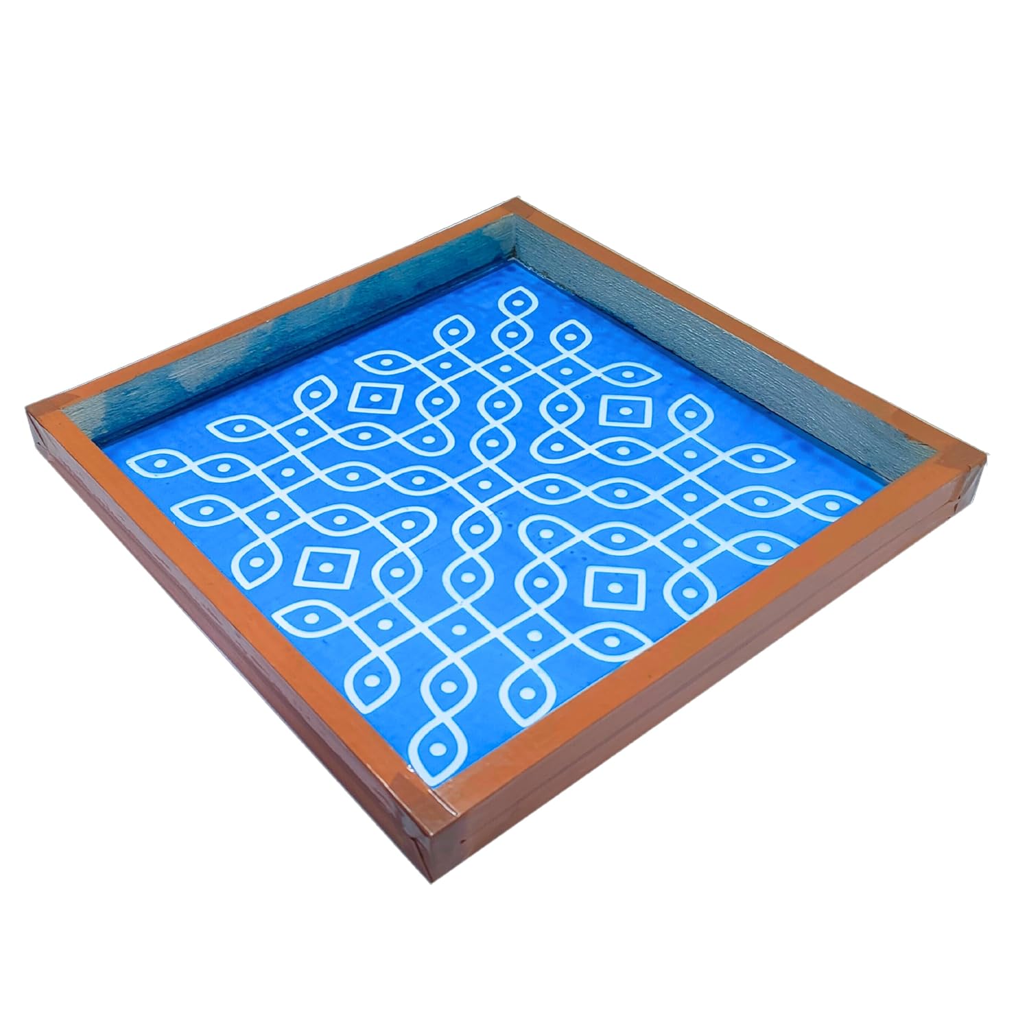 Divine Artz | Kambi Kolam Rangoli Stencil Wooden(Design 2), Rangoli Sacha Wooden, 1 Piece (10x10 Inches)