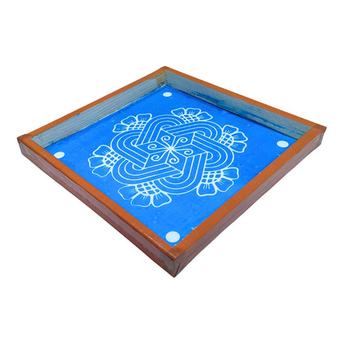 Divine Artz | Flower Padi Kolam Rangoli Stencil Wooden, Rangoli Sacha Wooden, 1 Piece (10x10 Inches)