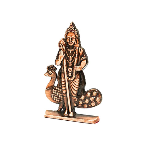 Divine Artz | Murugan Statue for Car Dashboard | Kartikeya Idol for Car Dashboard, Metal, 1 Piece (Copper Colour)