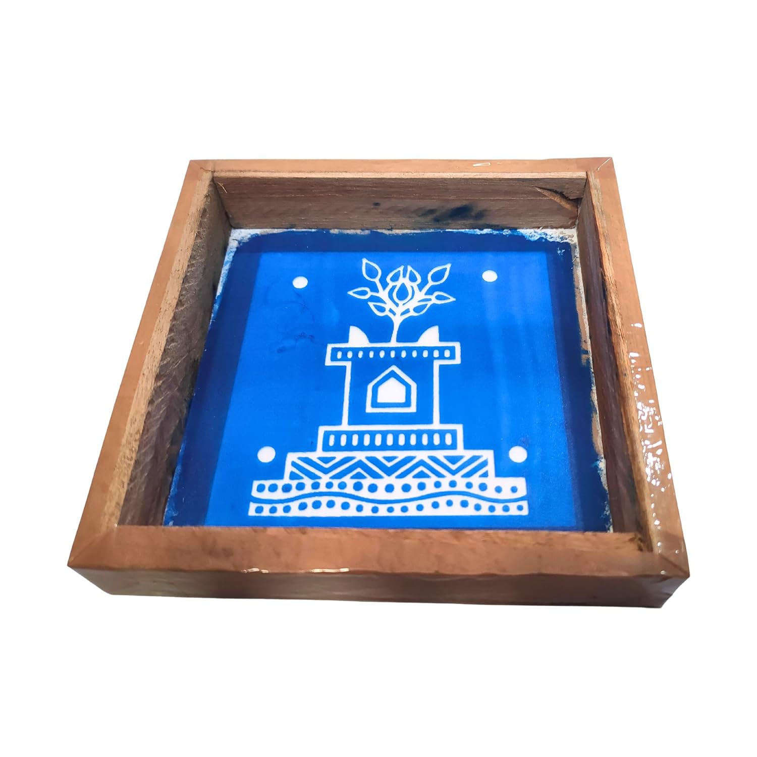 Divine Artz | Thulasi Madam Rangoli Stencil Wooden, Rangoli Sacha Wooden, 1 Piece (5x5 Inches)