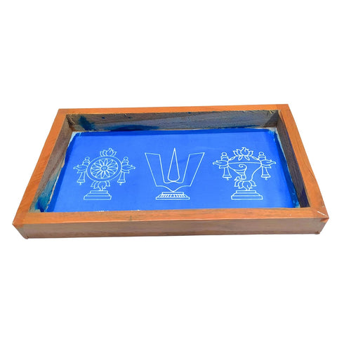 Divine Artz | Shankh Chakra Namah Rangoli Stencil Wooden, Rangoli Sacha Wooden, 1 Piece (9x5 Inches)