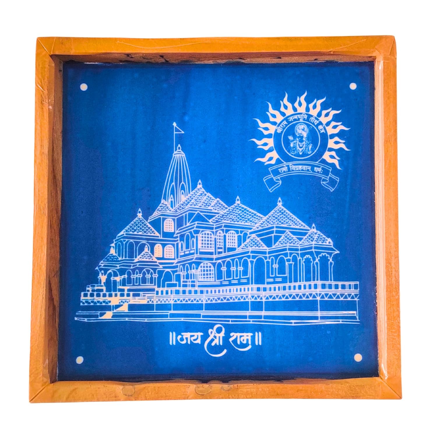 Divine Artz | Ayodhya Ram Mandir Rangoli Stencil | Ayodhya Ram Mandir Rangoli Sacha Wooden, 1 Piece (10x10 Inches)