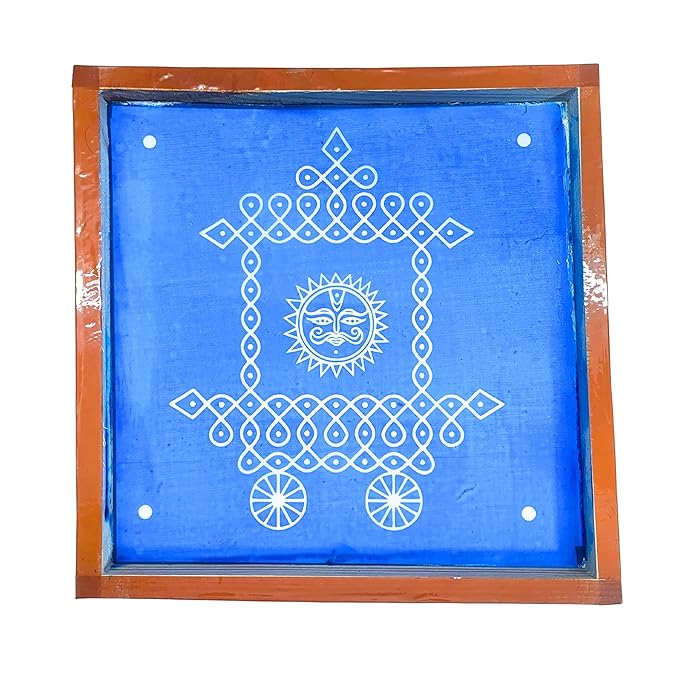 Divine Artz | Ratham Kolam Rangoli Stencil Wooden, Rangoli Sacha Wooden, 1 Piece (10x10 Inches)