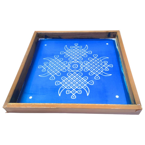 Divine Artz | Kambi Kolam Rangoli Stencil Wooden, Rangoli Sacha Wooden, 1 Piece (10x10 Inches)