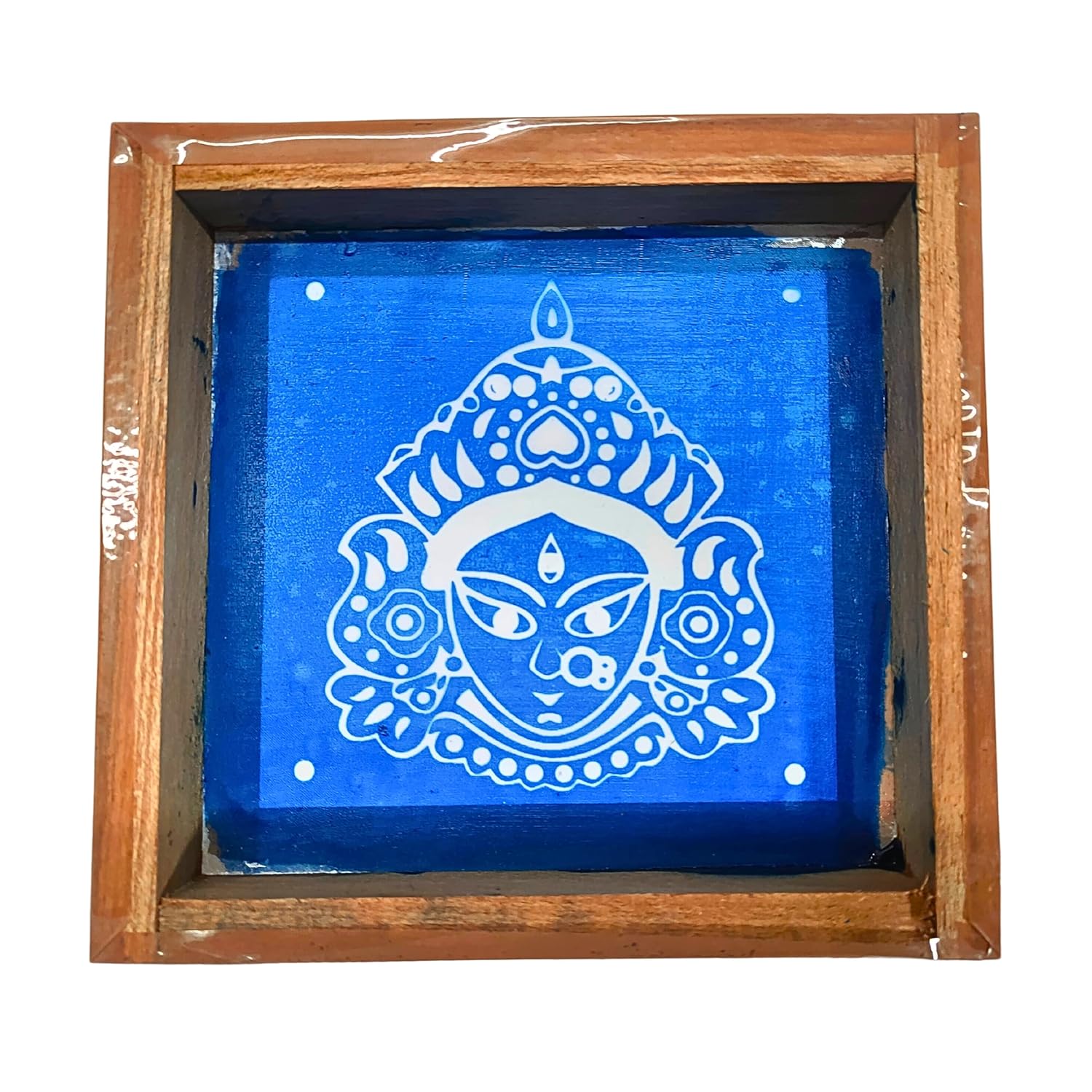 Divine Artz | Maa Durga Face Rangoli Stencil Wooden, Rangoli Sacha Wooden, 1 Piece (5x5 Inches)