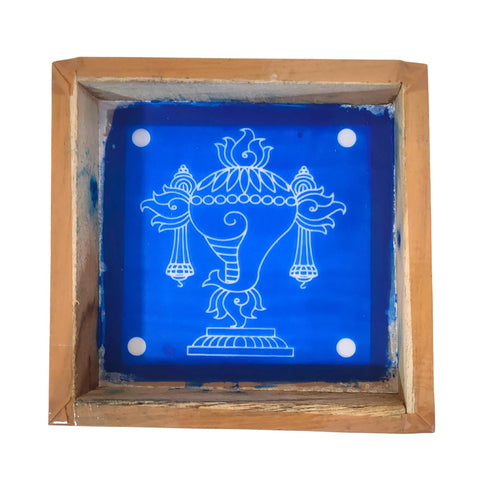 Divine Artz | Shankh Kolam Rangoli Stencil Wooden, Rangoli Sacha Wooden, 1 Piece (5x5 Inches)