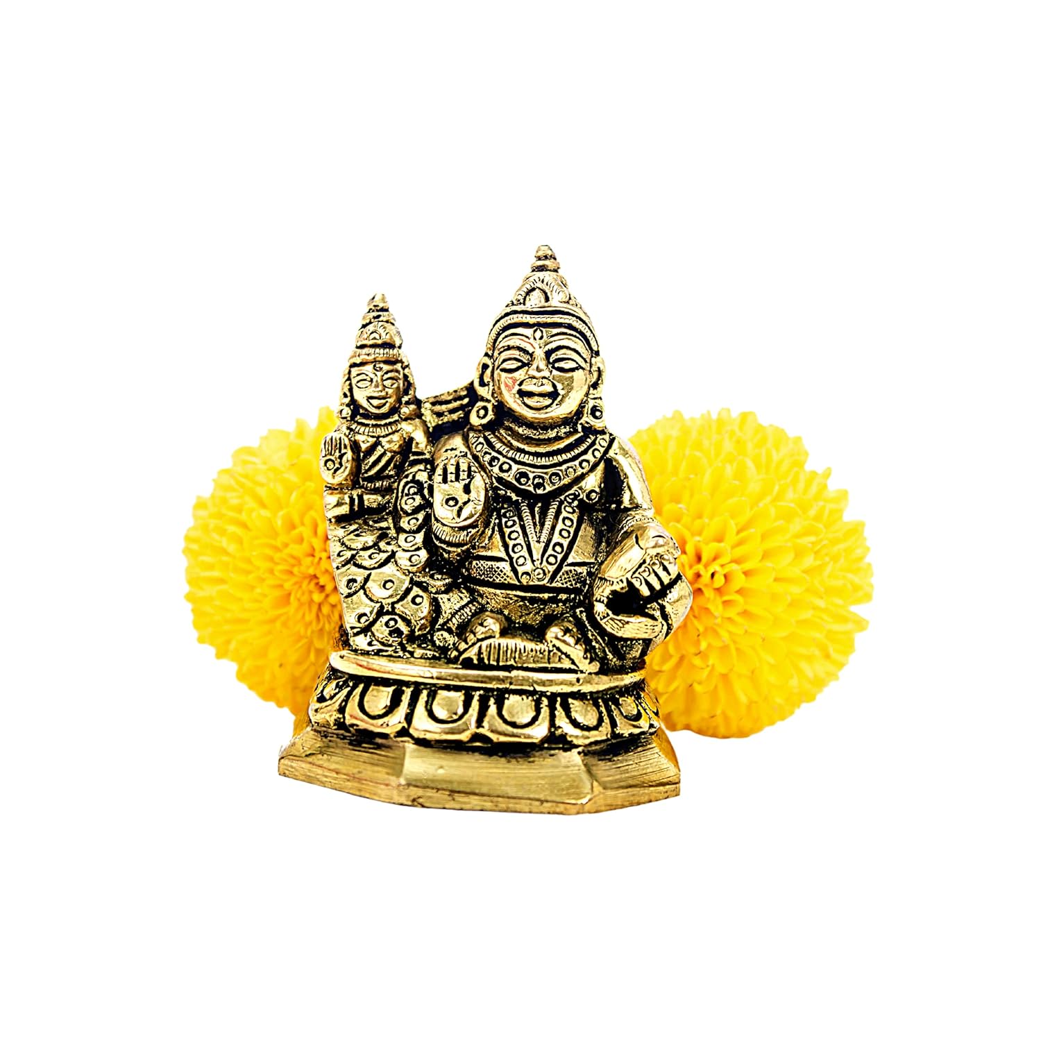 Divine Artz | Lakshmi Kubera Statue | Lakshmi Kuberar Idol Brass | Kuber Laxmi Murti Statue, Brass, Gold Color, 3 Inches Height