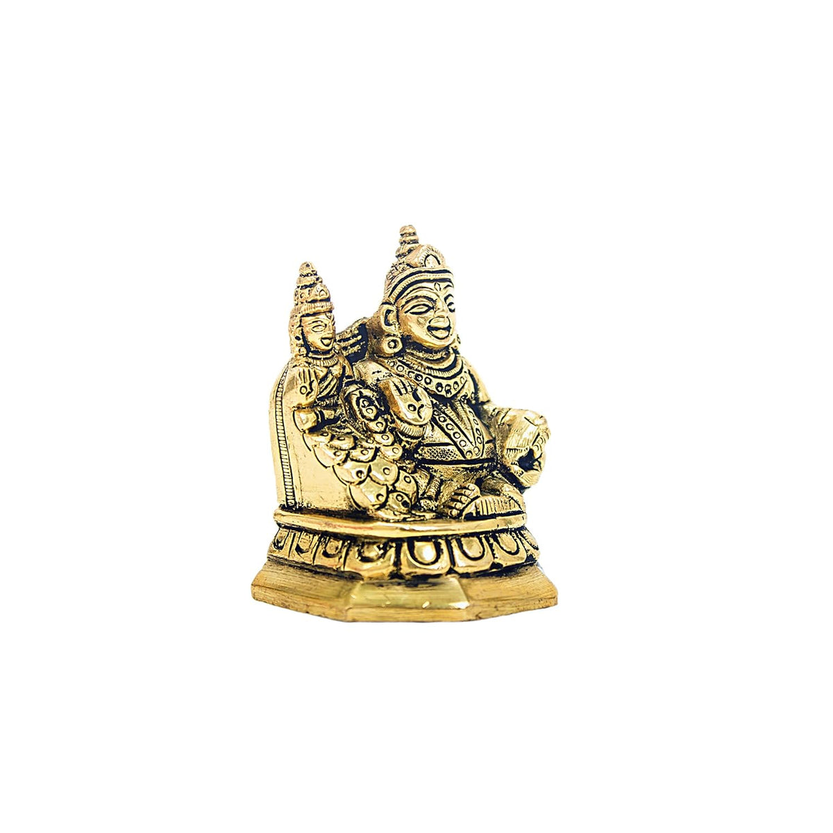 Divine Artz | Lakshmi Kubera Statue | Lakshmi Kuberar Idol Brass | Kuber Laxmi Murti Statue, Brass, Gold Color, 3 Inches Height