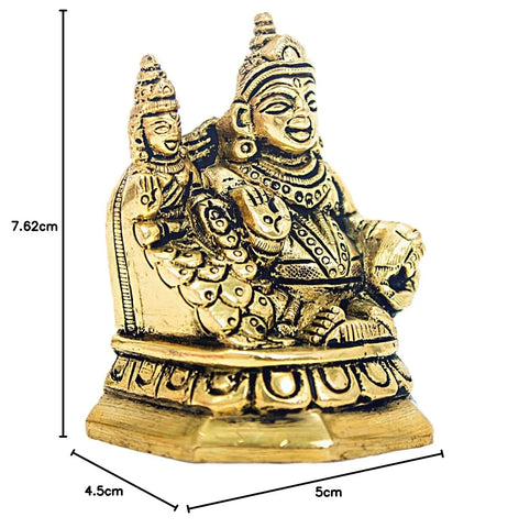 Divine Artz | Lakshmi Kubera Statue | Lakshmi Kuberar Idol Brass | Kuber Laxmi Murti Statue, Brass, Gold Color, 3 Inches Height