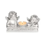 Pair of Angel Flower Tea Light Silver Glossy - Image 4