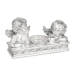 Pair of Angel Flower Tea Light Silver Glossy - Image 3